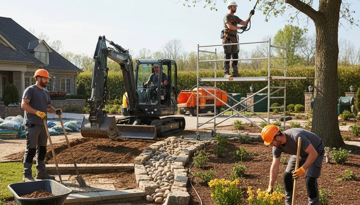 Arbor Tree Care landscaping crew servicing a yard in Oklahoma City, OK