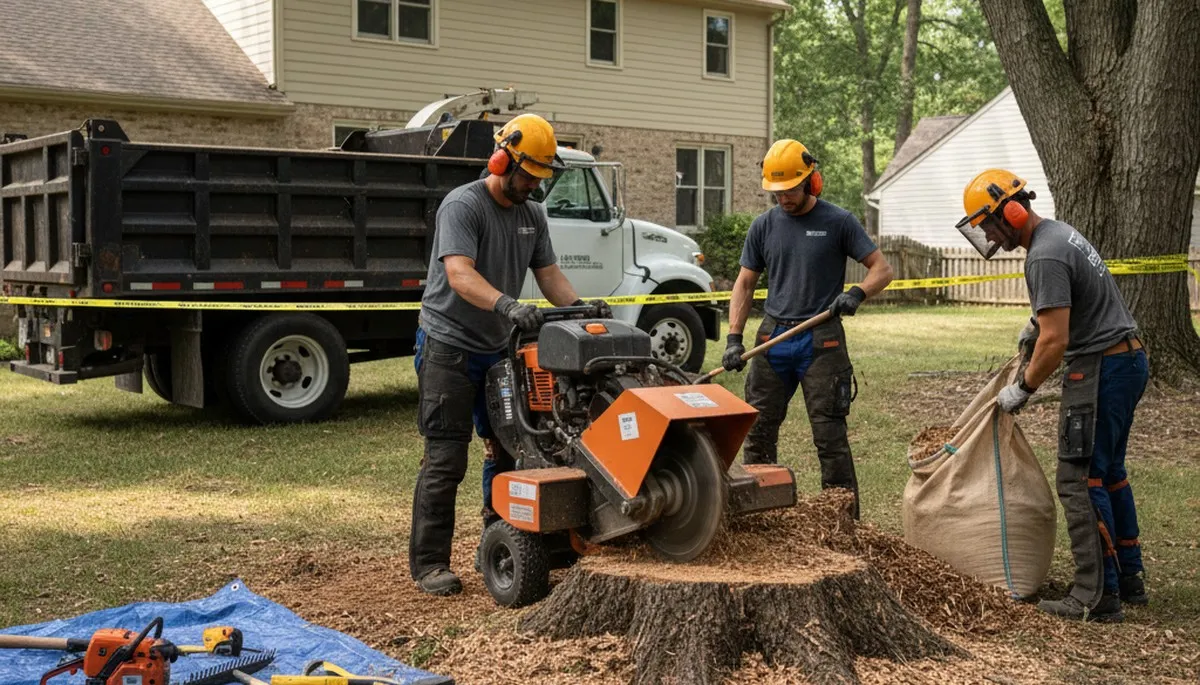 Oklahoma City stump removal service by Arbor Tree Care with professional tree care equipment