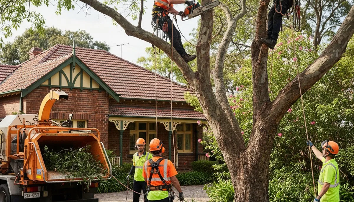 Tree service crew in Oklahoma City, OK performing professional tree care for a local property